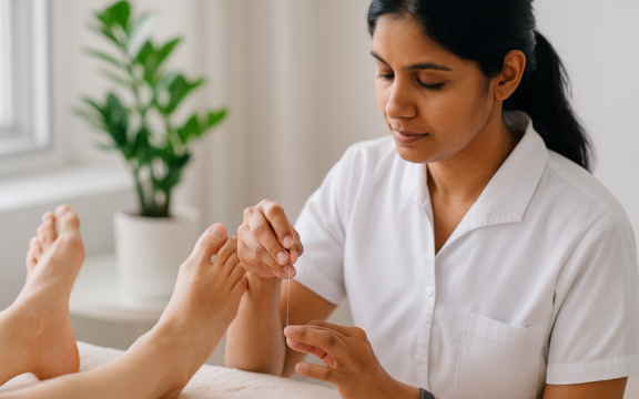 Energy balancing therapy at Iyali Chennai using one-touch healing techniques for wellness.