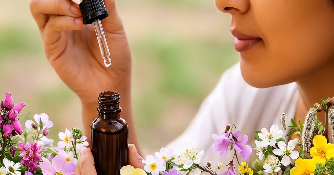 Woman preparing a flower essence as part of Iyali’s Flower Medicine therapy in Chennai