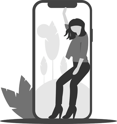 Illustration of a woman stepping into a digital self-discovery space for Iyali’s 2-Day Intensive Personal Growth Workshop.