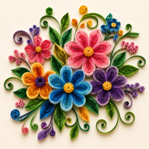 Hands creating paper quilling art using colourful quilling paper strips at Iyali Chennai
